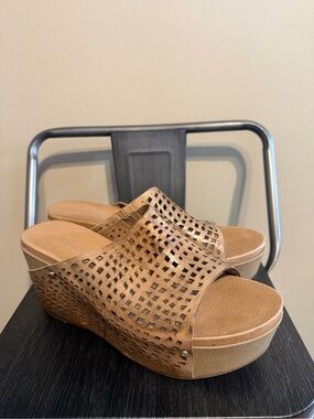 Antelope Collection Laser Cut Wedge Slide Sandals Boho Platform EU 41